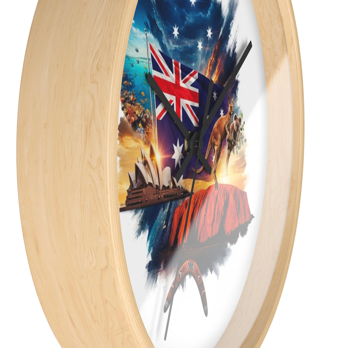Australian Landscape Wall Clock — Flag, Uluru & Opera House Decor