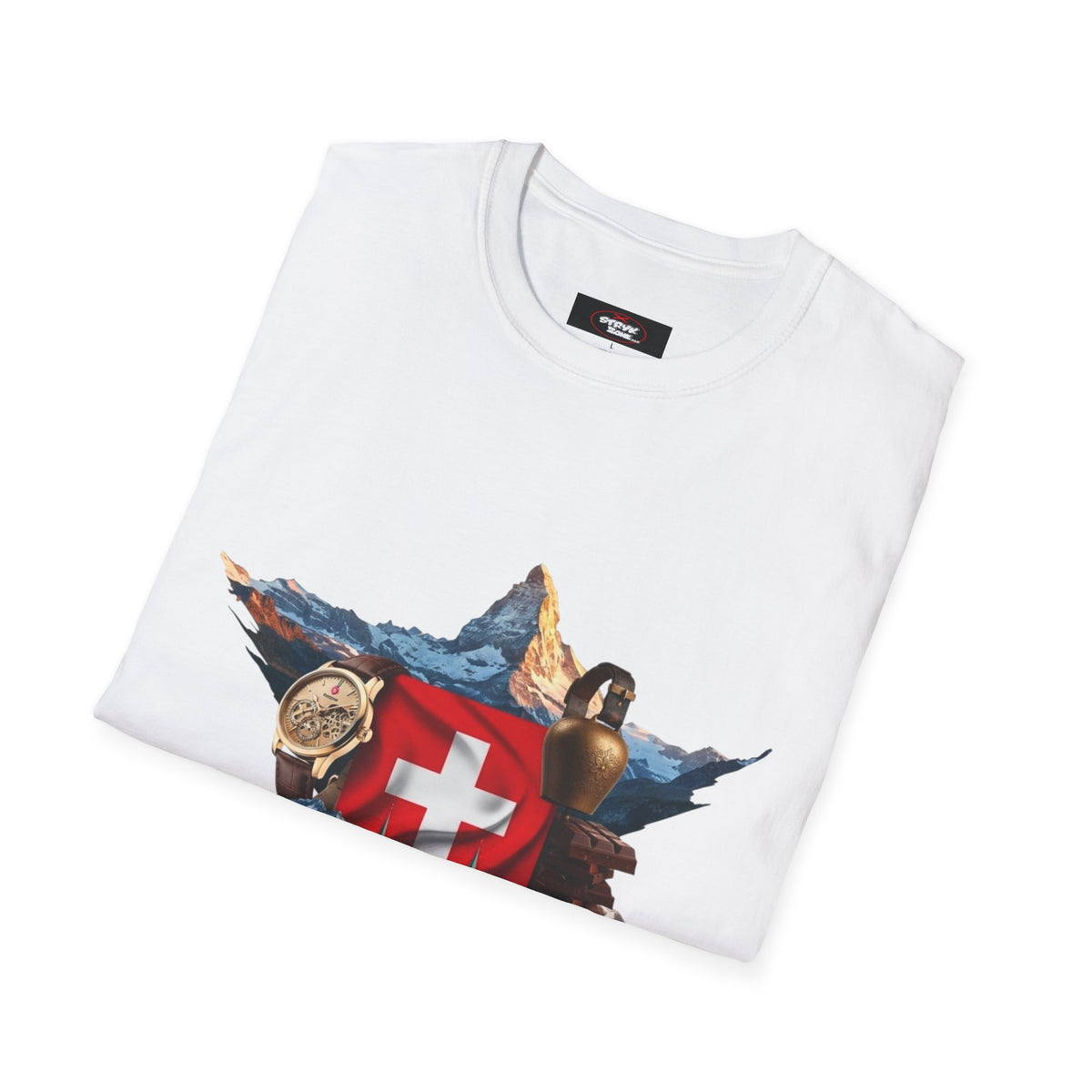 Swiss Crest Graphic T-Shirt — Alpine Flag & Icon Travel Tee