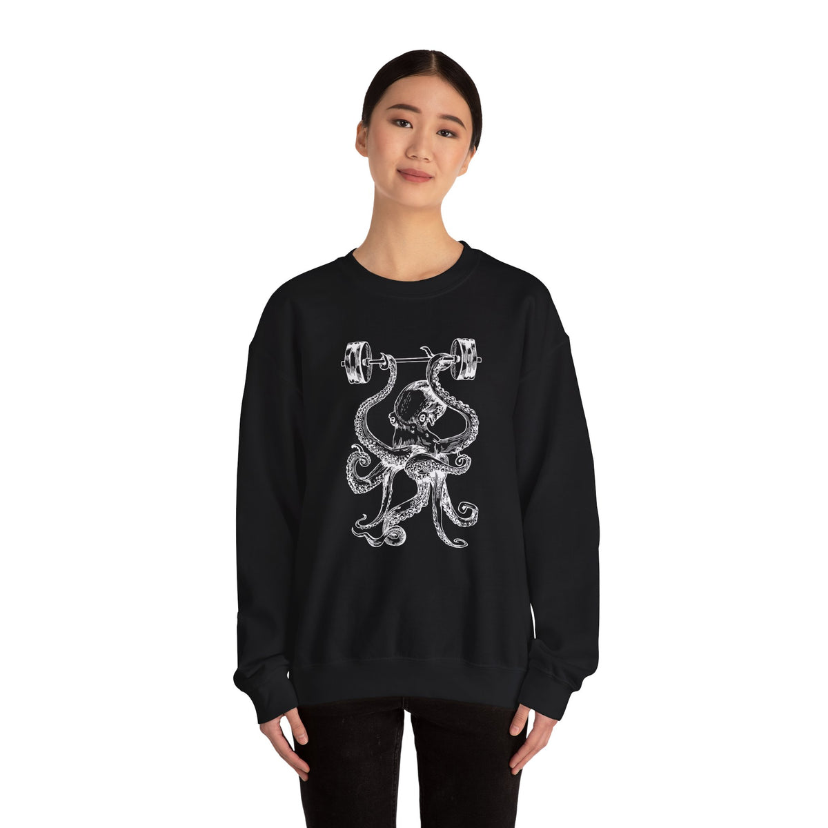 Vintage ink octopus graphic on a crewneck sweatshirt