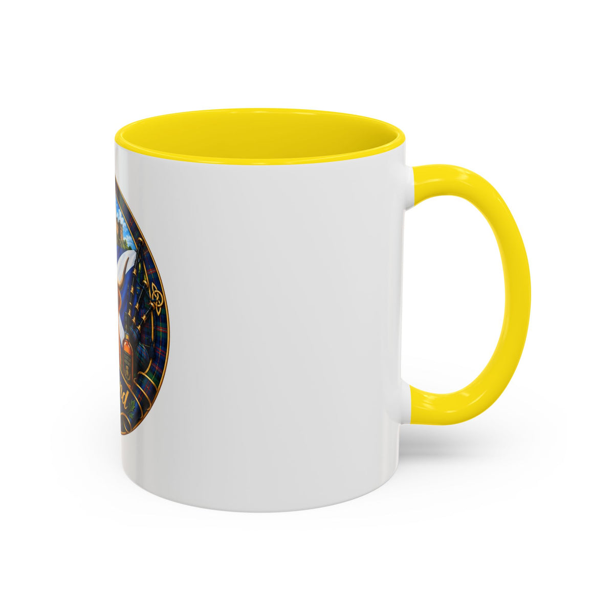 Scotland Highland Cow Accent Coffee Mug — Scottish Castle & Thistle Design