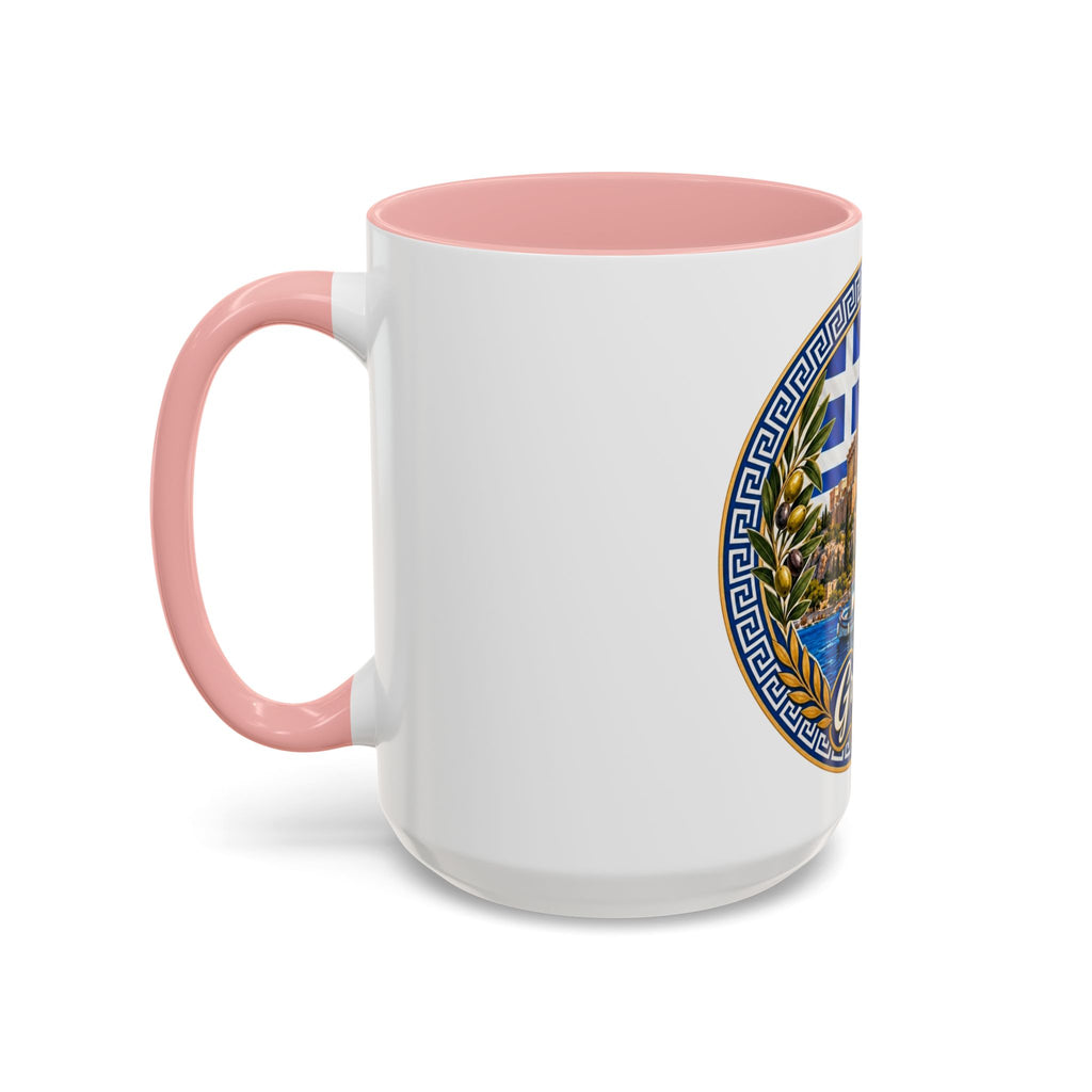 Greece Scenic Accent Coffee Mug – Acropolis, Olive & Blue Flag Design (11/15oz)