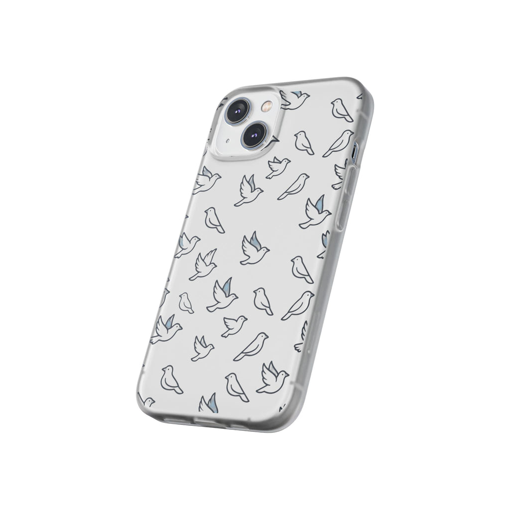 Dove Pattern Flexi Phone Case — Minimal White Bird Protective Case