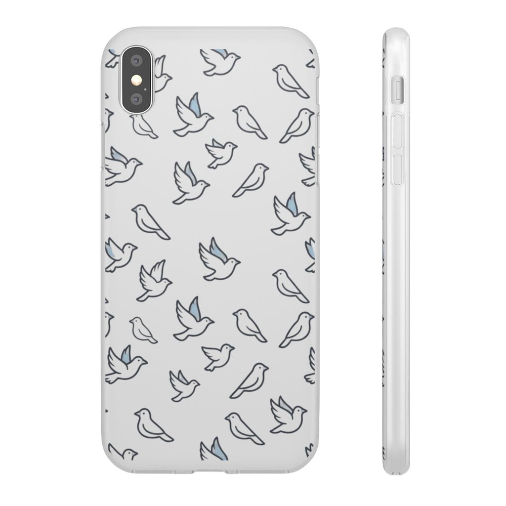 Dove Pattern Flexi Phone Case — Minimal White Bird Protective Case