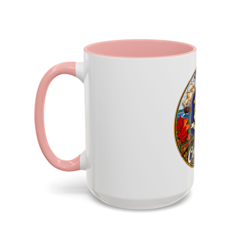 Connecticut State Crest Accent Coffee Mug — Scenic State Seal Design (11/15 oz)