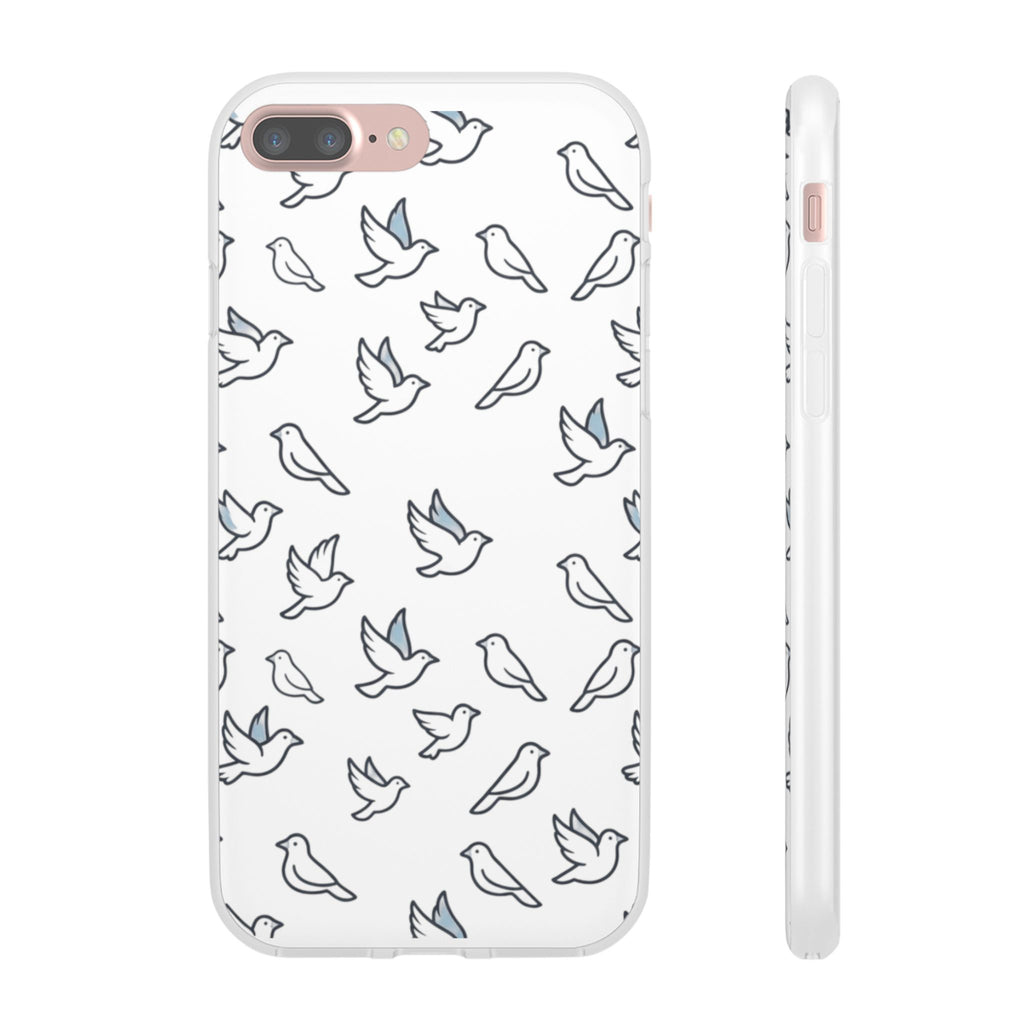Dove Pattern Flexi Phone Case — Minimal White Bird Protective Case