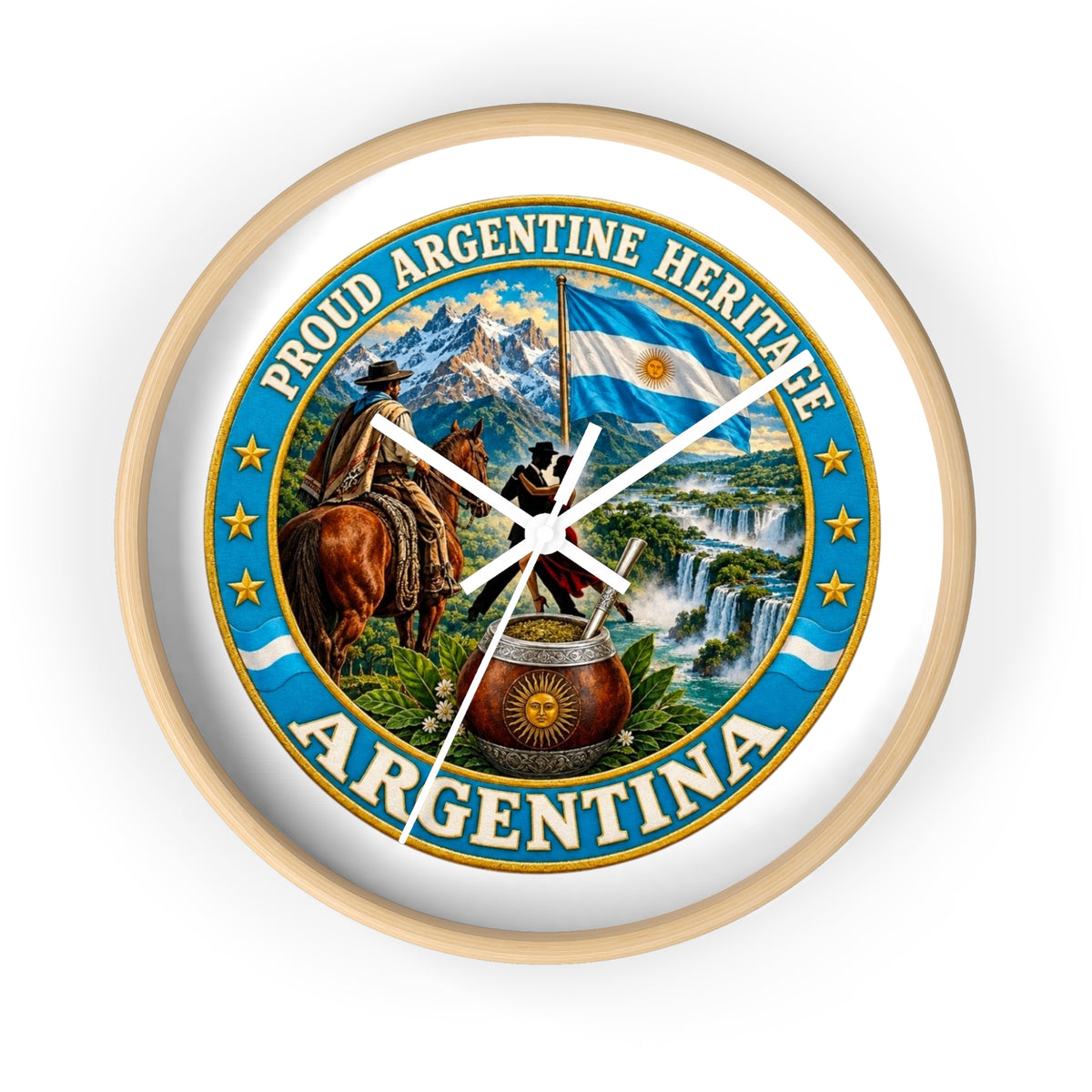 Argentina Heritage Wall Clock – "Proud Argentine Heritage" Patriotic Home Decor