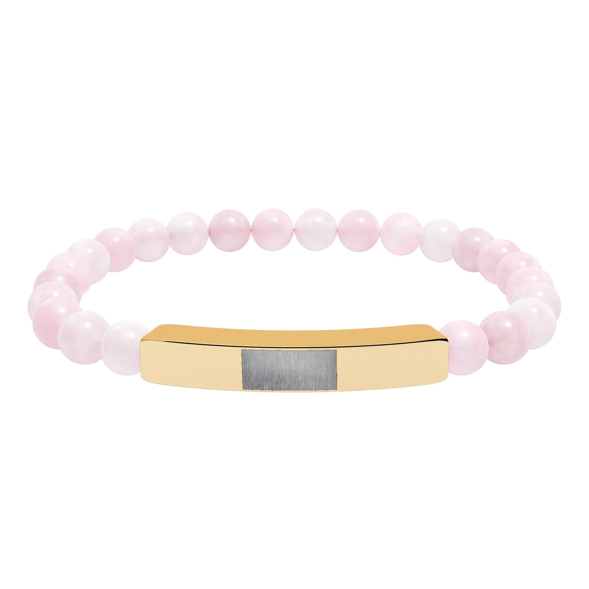 Engravable Natural Stone Bead Bracelet — Stretch Bar Personalized Bracelet