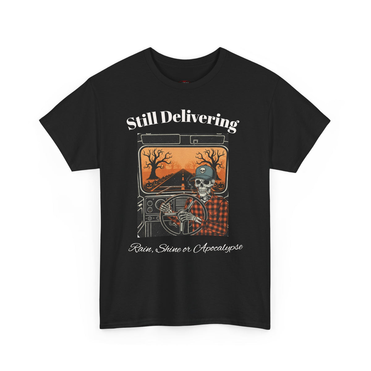 Still Delivering T-Shirt — Skeleton Trucker Retro Halloween Tee