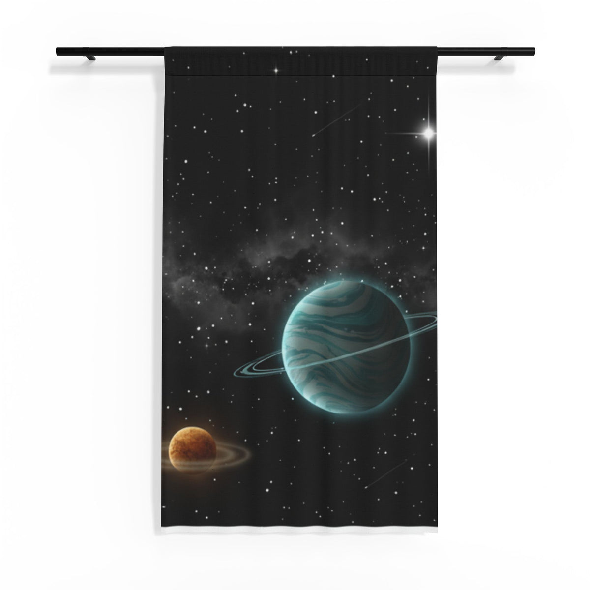 Sheer Space Curtain — Planetary Night Sky Window Sheer