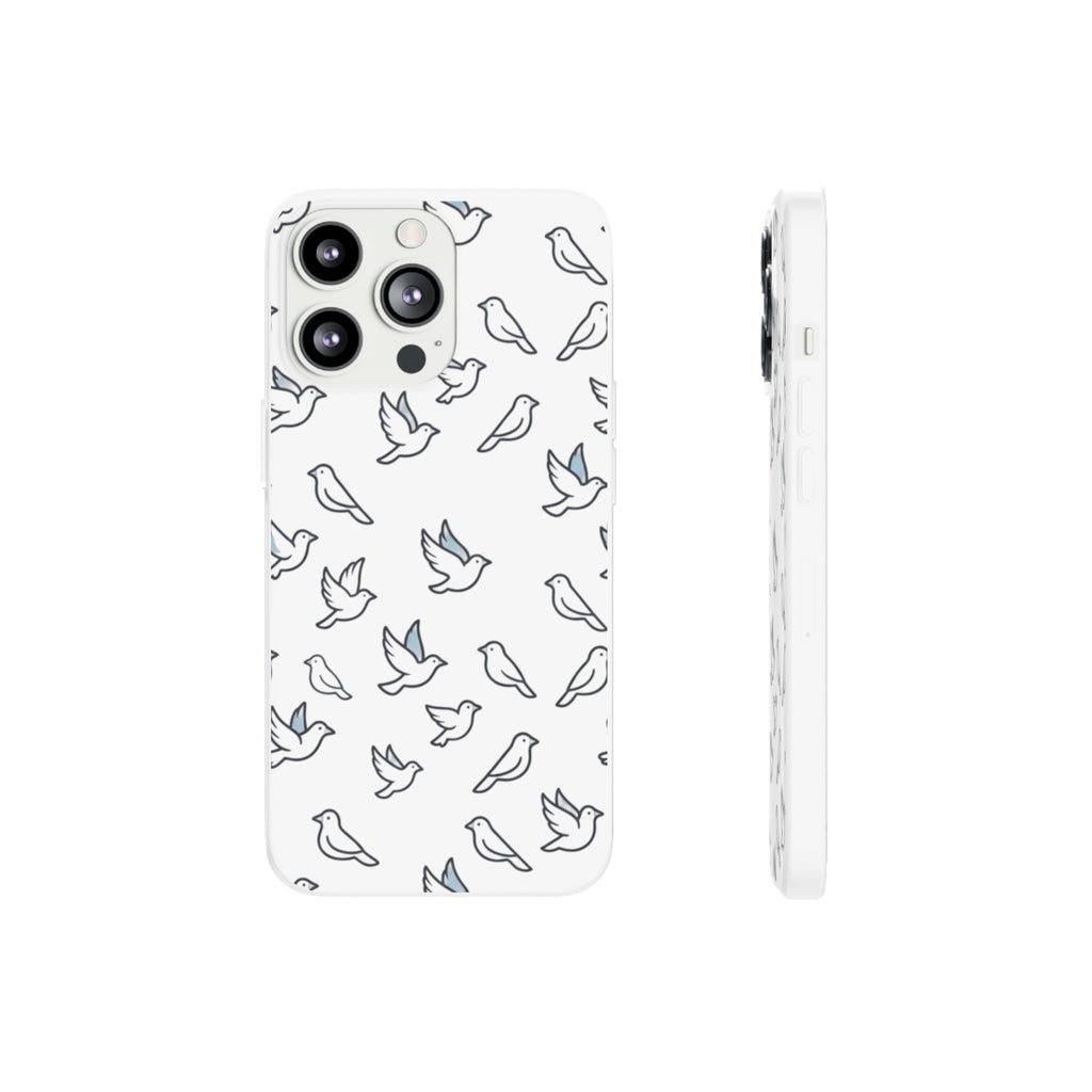 Dove Pattern Flexi Phone Case — Minimal White Bird Protective Case