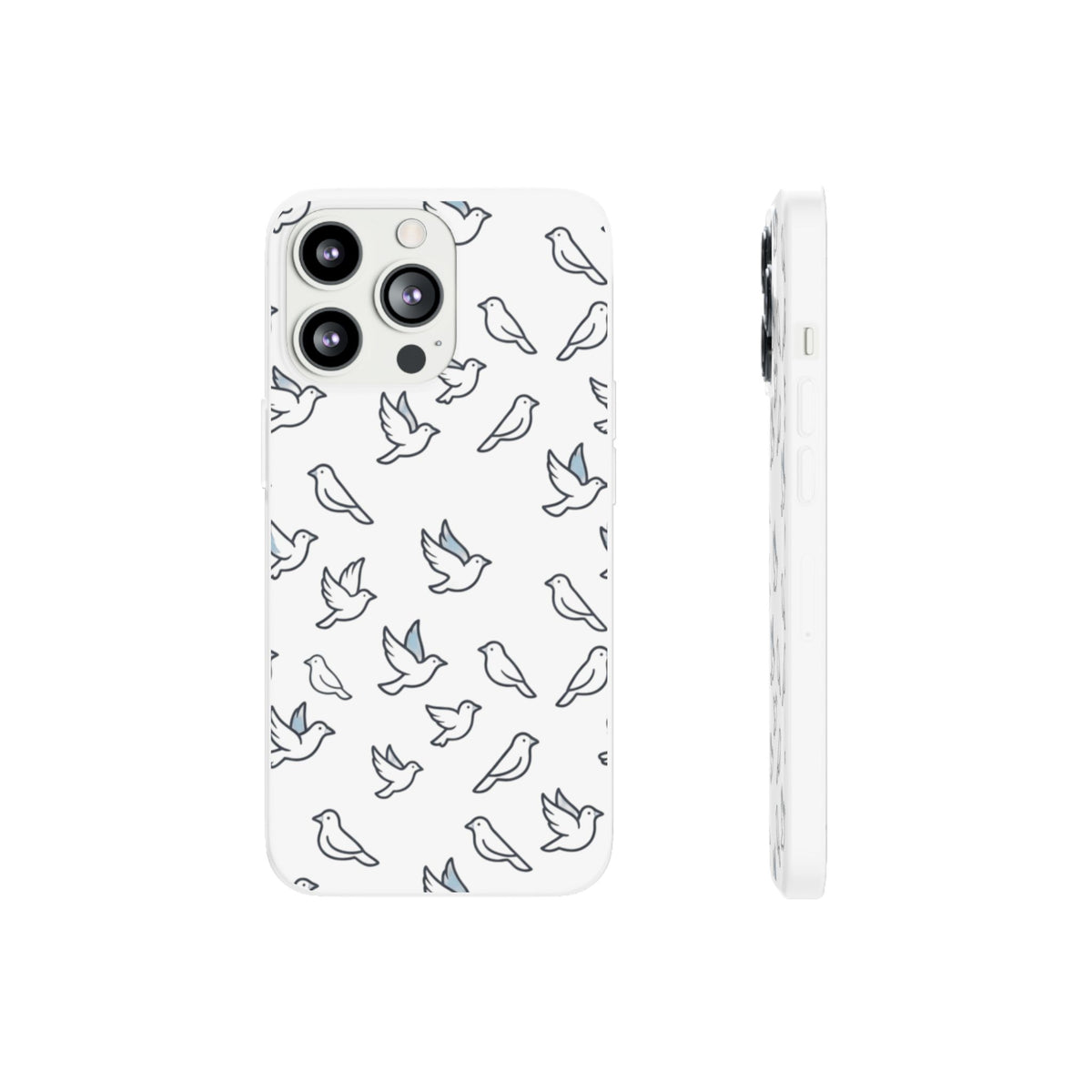 Dove Pattern Flexi Phone Case — Minimal White Bird Protective Case