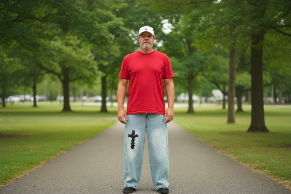 Men's Vintage Wash Sunfade Barrel Leg Jeans