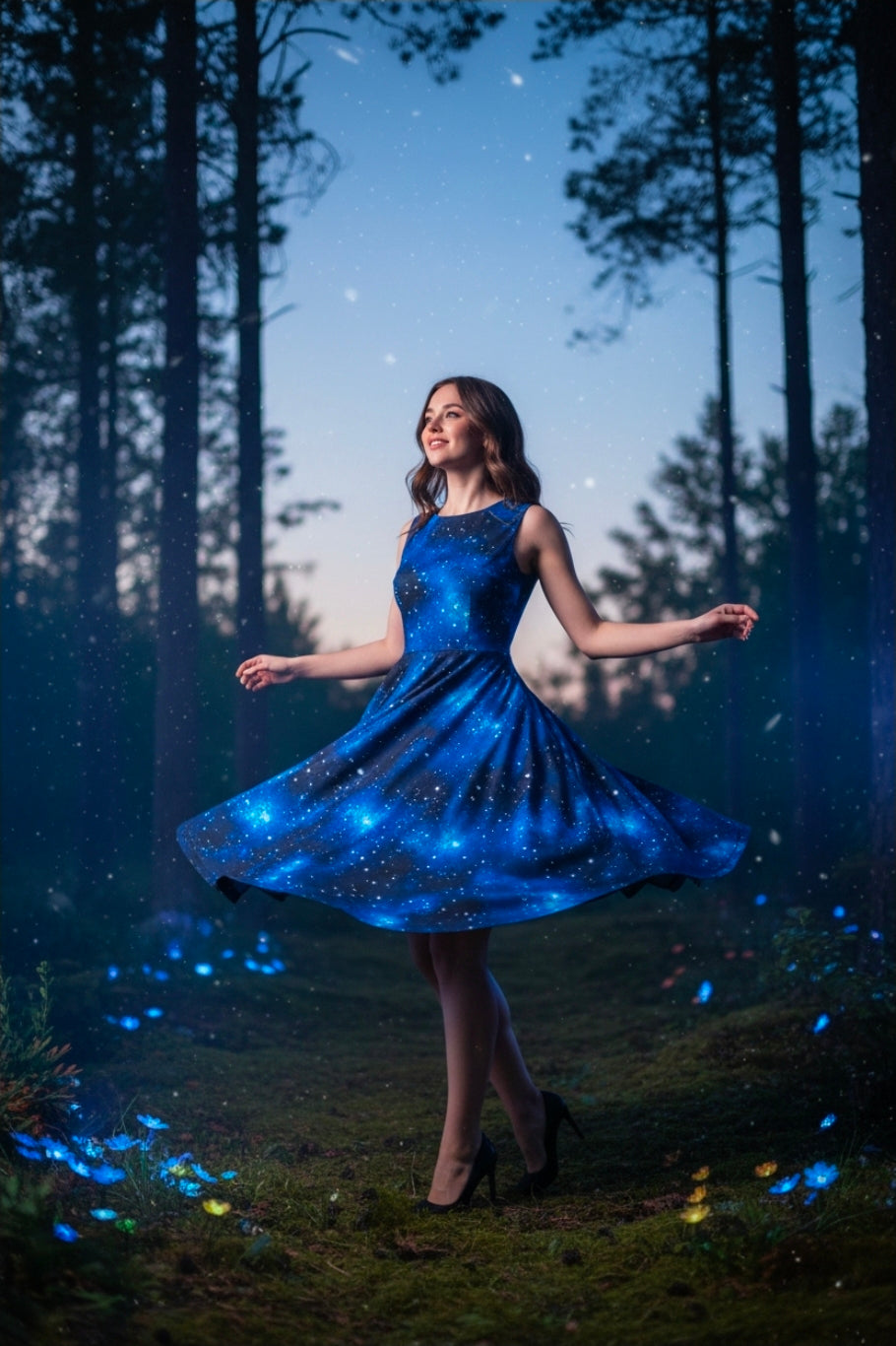 Midnight Blue Starburst Skater Dress