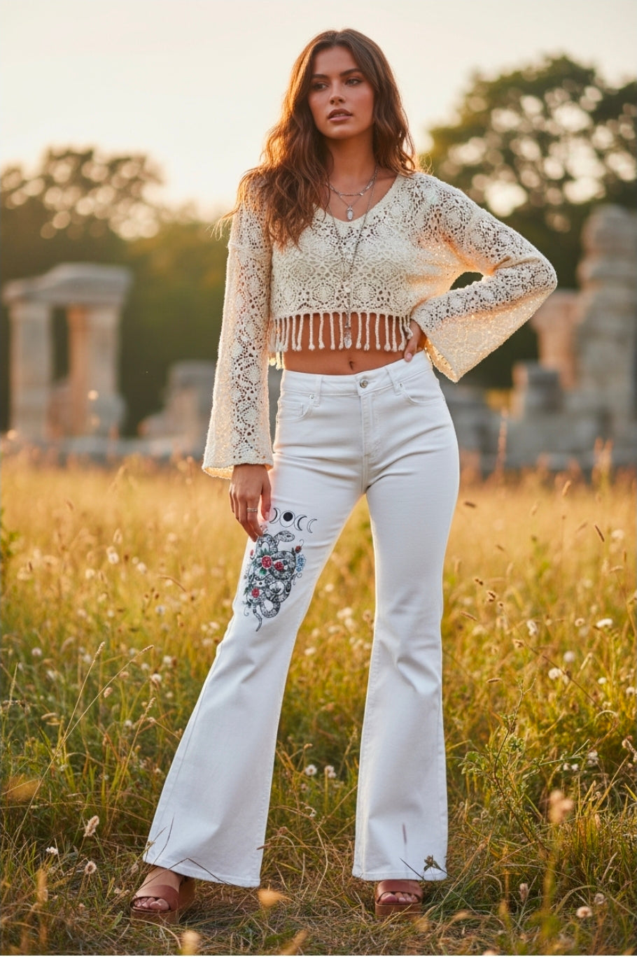 Women's Vintage Wash Flared Leg Jeans