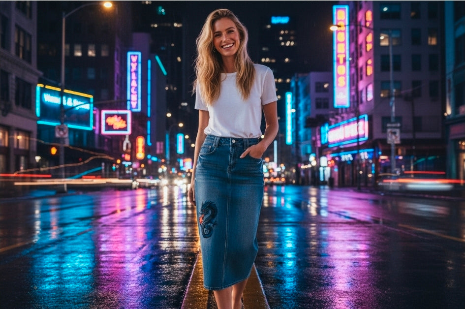 Women’s Vintage Wash Denim Skirt