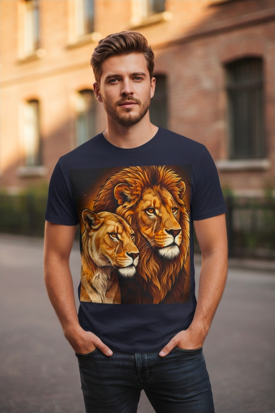 Lion Pride T-Shirt — Majestic Lion & Lioness Graphic Tee
