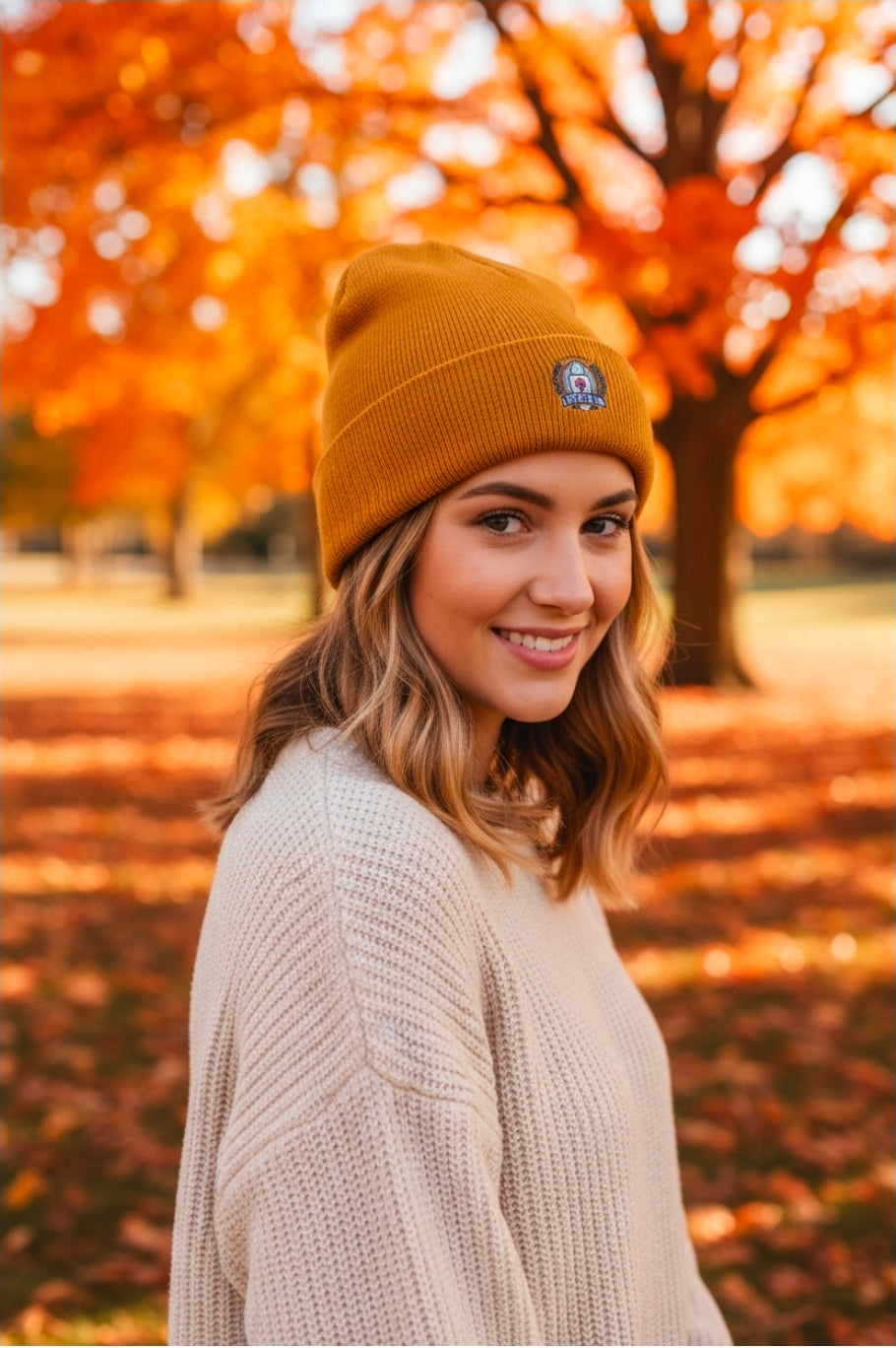 Embroidered Ribbed Beanie with 'Locked In' Logo – Warm Winter Knit Cap