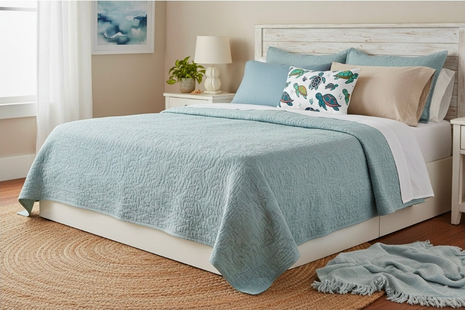 Sea Turtle Pattern Lumbar Pillow — Cute Coastal Decorative Throw