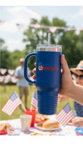 40oz Insulated Travel Mug — "Merica" Patriotic Peace Sign Stainless Tumbler