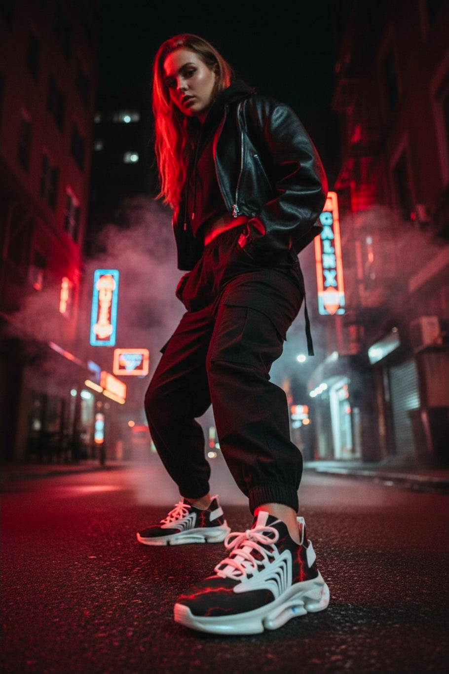 Men's Lightning Mesh Sneakers — Red Electric Graphic Athletic Shoes