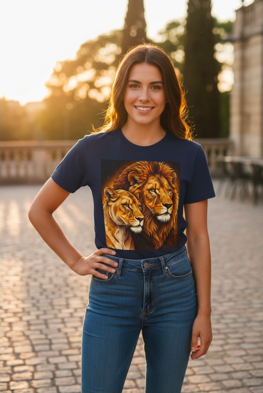 Lion Pride T-Shirt — Majestic Lion & Lioness Graphic Tee